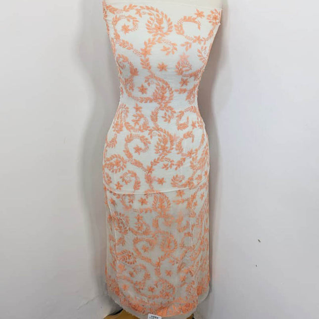 Premium Pure China Crinkle with Kacha Tanka Full Jaal Work (Dyeable)