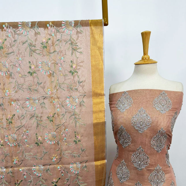 Fancy Masuri with Full Jaal Pearls Work Dupatta 2PC Unstitched