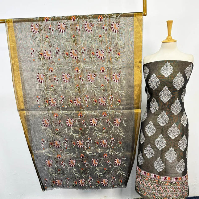 Fancy Masuri with Full Jaal Pearls Work Dupatta 2PC Unstitched