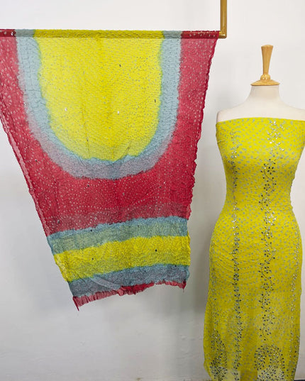 Pure China Crinkle with Chunnri Mukesh Work 2PC Unstitched