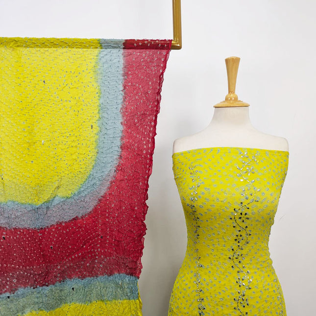 Pure China Crinkle with Chunnri Mukesh Work 2PC Unstitched