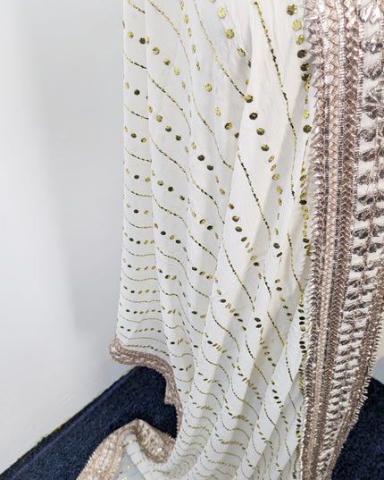 Handmade Indian 60 Gram Fabric With Indian Mukesh + Gotta Work