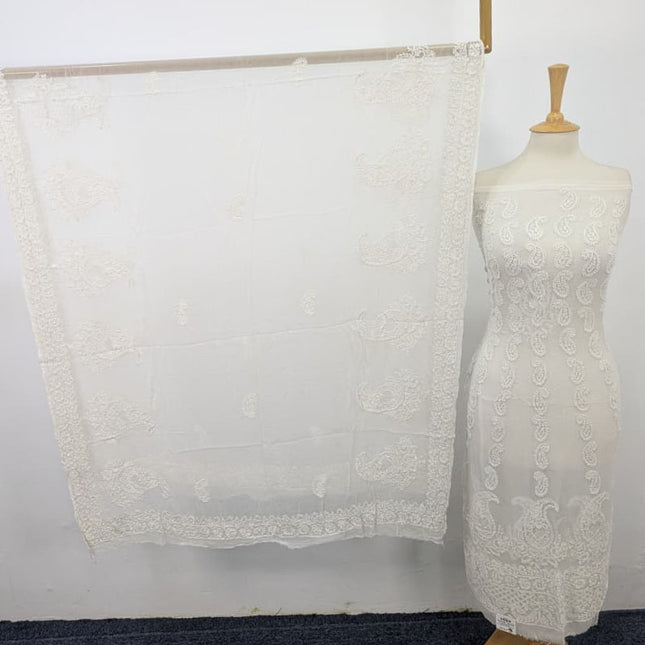 Luxury Pure China Crinkle with Chikankari Work Frock 2PC (Dyeable)