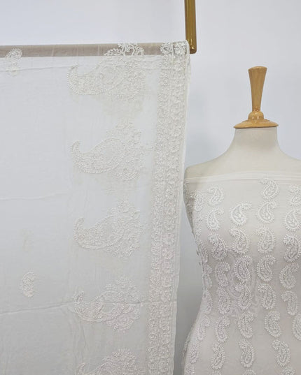 Luxury Pure China Crinkle with Chikankari Work Frock 2PC (Dyeable)