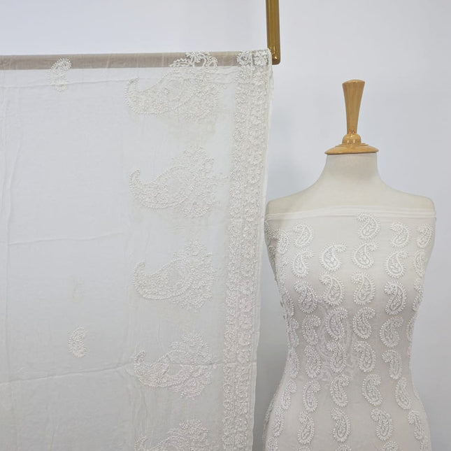 Luxury Pure China Crinkle with Chikankari Work Frock 2PC (Dyeable)