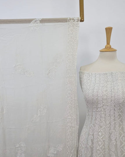 Premium Pure China Crinkle with Chikankari Work Frock 2PC (Dyeable in All Colors)