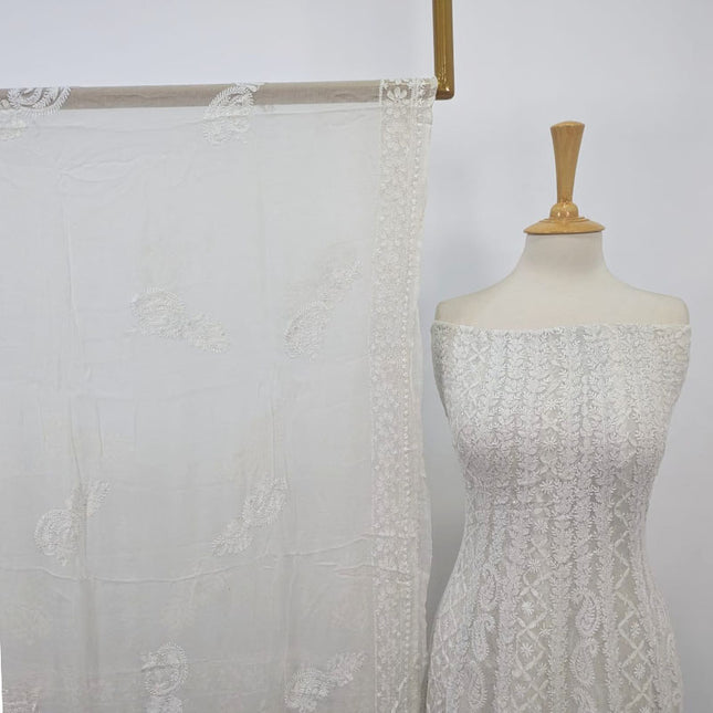 Premium Pure China Crinkle with Chikankari Work Frock 2PC (Dyeable in All Colors)