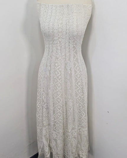 Premium Pure China Crinkle with Chikankari Work Frock 2PC (Dyeable in All Colors)