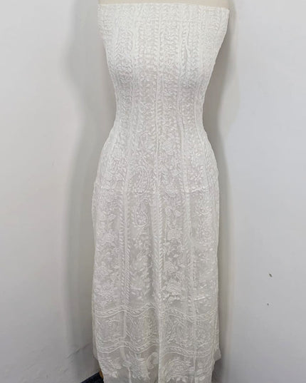 Exquisite Pure Dyeable China Crinkle with Chikankari Work Frock 2PC Unstitched