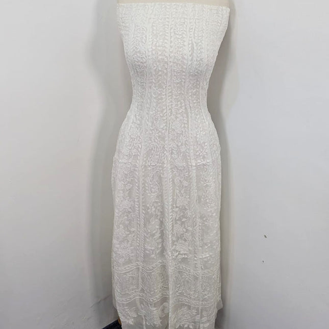 Exquisite Pure Dyeable China Crinkle with Chikankari Work Frock 2PC Unstitched