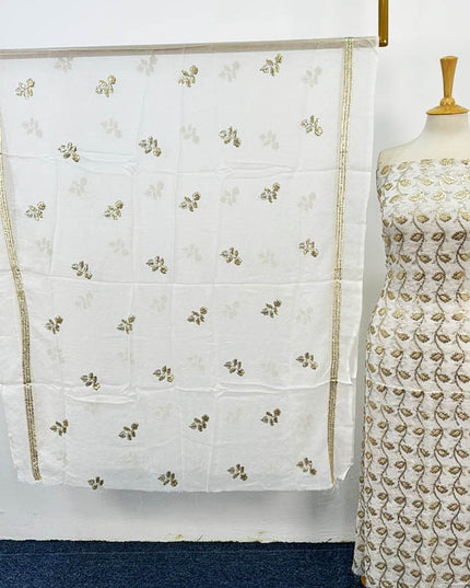 Bamber Chiffon with Front Back Full Jaal Sitara Work (Dyeable in All Colors)