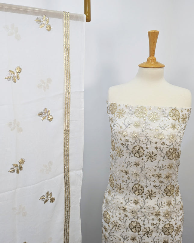 Fancy Chiffon with Embroidered Sitara  Work
