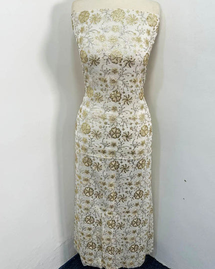 Dyeable Bamber Chiffon with Front Back Full Jaal Sitara Work