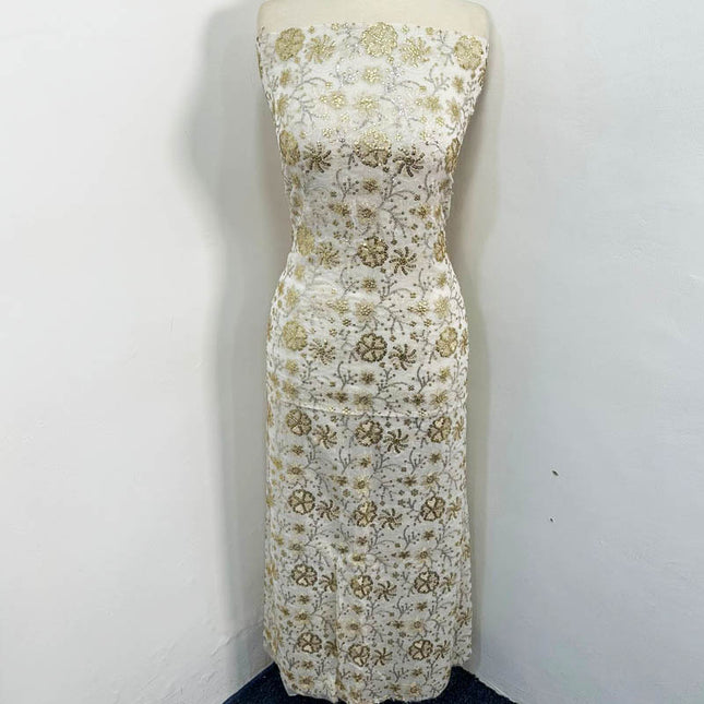 Dyeable Bamber Chiffon with Front Back Full Jaal Sitara Work