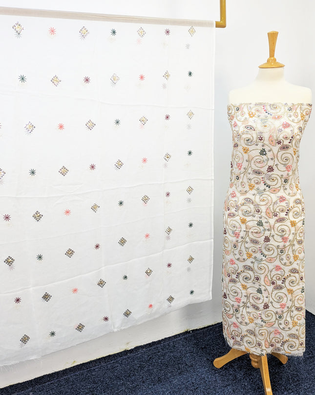Fancy Chiffon with Embroidered Multi Tara Work