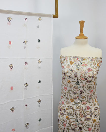 Fancy Chiffon with Embroidered Multi Tara Work