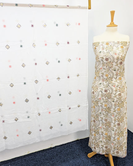 Fancy Chiffon with Embroidered Multi Tara Work