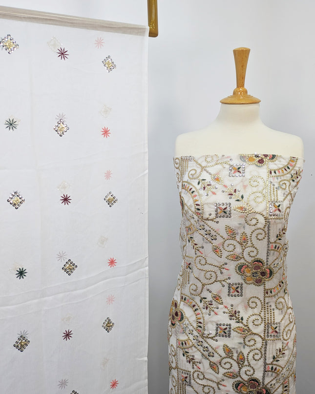 Fancy Chiffon with Embroidered Multi Tara Work