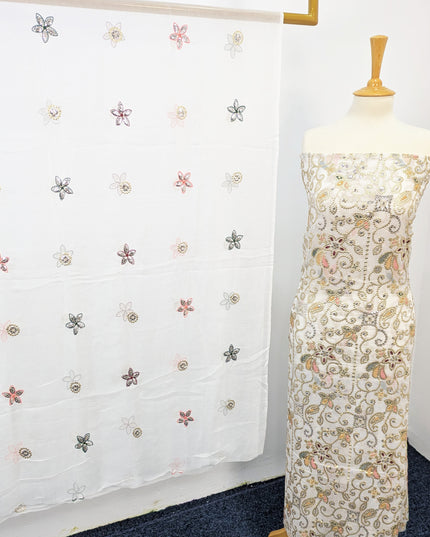 Fancy Chiffon with Embroidered Multi Tara Work