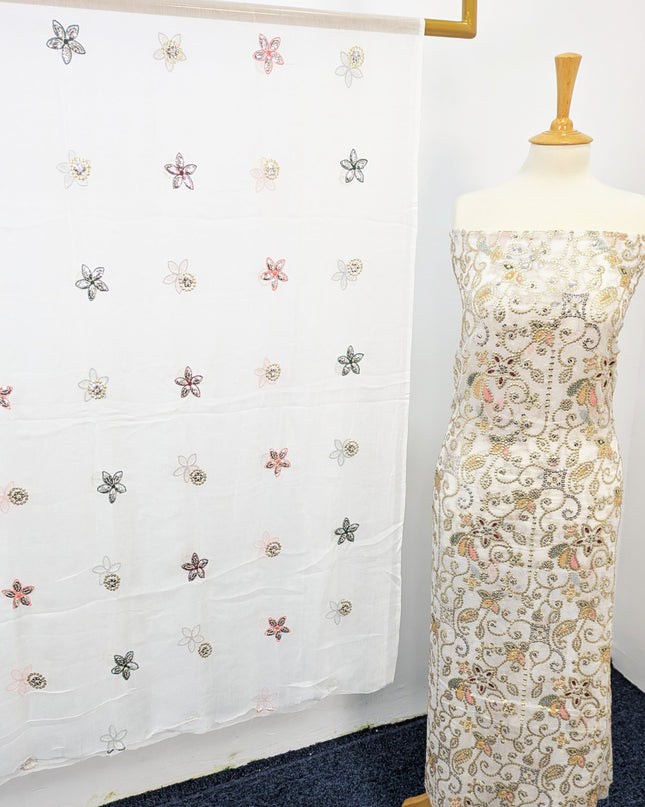 Fancy Chiffon with Embroidered Multi Tara Work