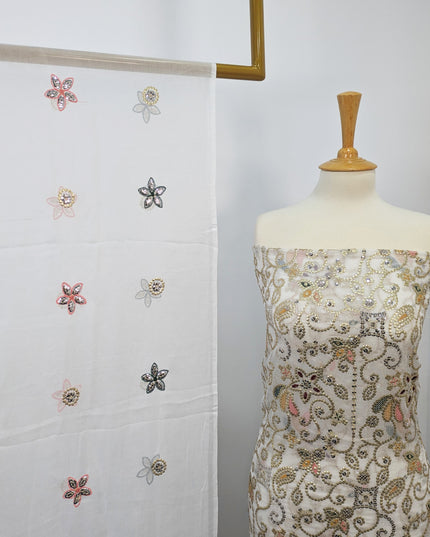 Fancy Chiffon with Embroidered Multi Tara Work