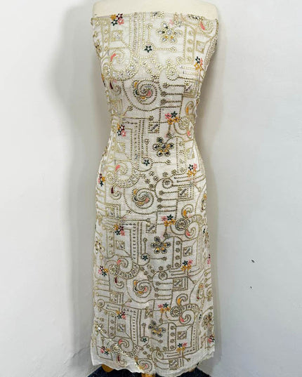 Fancy Bamber Chiffon with Front Back Full Jaal Sitara Work (Dyeable in All Colors)