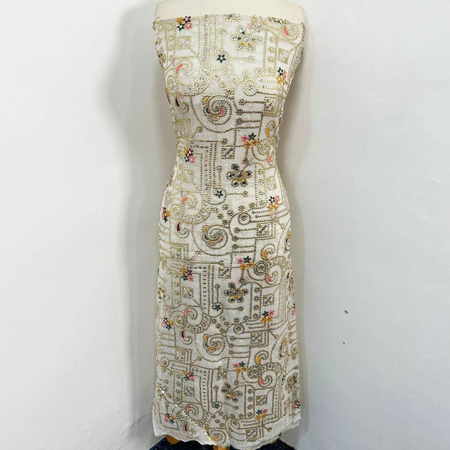 Fancy Bamber Chiffon with Front Back Full Jaal Sitara Work (Dyeable in All Colors)