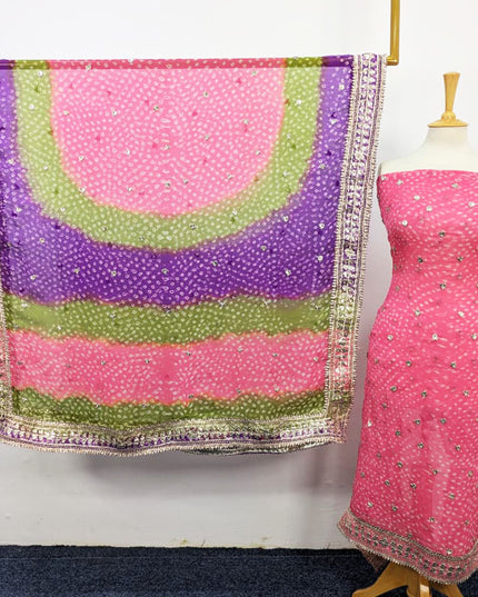 Handmade Gotta + Chunnri Work Pure China Crinkle 2PC Unstitched