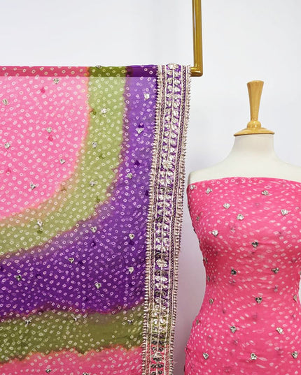 Handmade Gotta + Chunnri Work Pure China Crinkle 2PC Unstitched