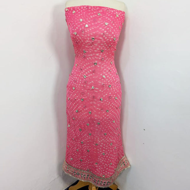 Handmade Gotta + Chunnri Work Pure China Crinkle 2PC Unstitched