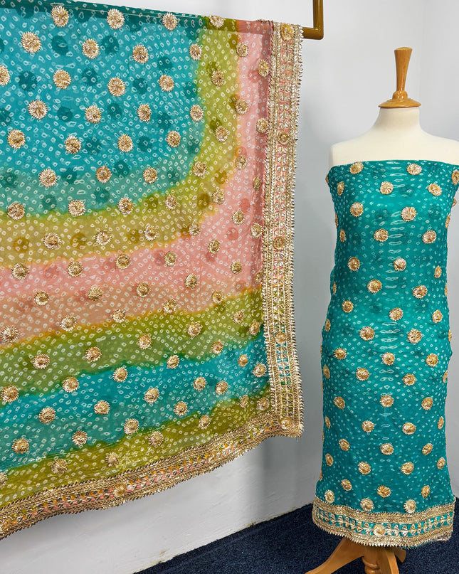 Handmade Pure China Crinkle Gotta+Chunri Work
