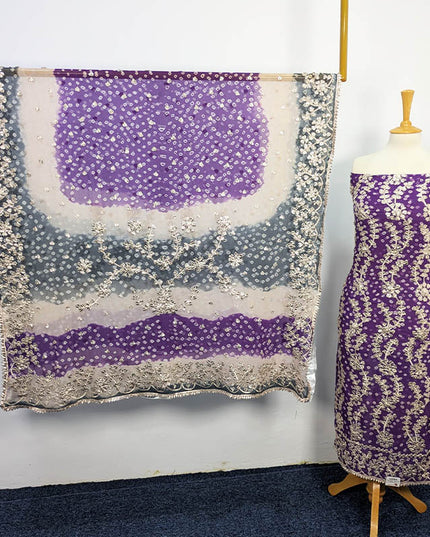 Handmade Pure Crinkle Chiffon Gotta Work With Chunri (Tie & Dye) Dupatta