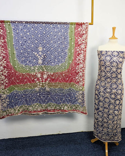 Handmade Pure Crinkle Chiffon Gotta Work With Chunri (Tie & Dye) Dupatta