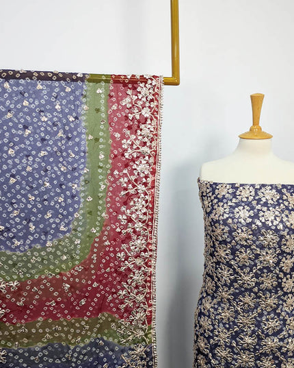 Handmade Pure Crinkle Chiffon Gotta Work With Chunri (Tie & Dye) Dupatta