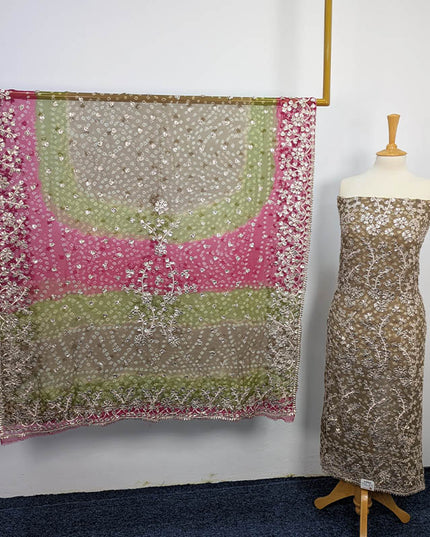 Handmade Pure Crinkle Chiffon Gotta Work With Chunri (Tie & Dye) Dupatta
