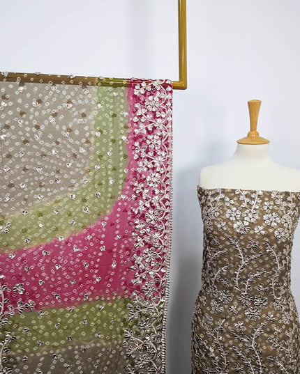 Handmade Pure Crinkle Chiffon Gotta Work With Chunri (Tie & Dye) Dupatta