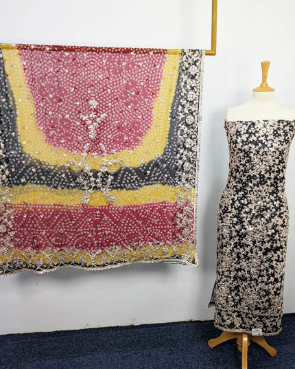 Handmade Pure Crinkle Chiffon Gotta Work With Chunri (Tie & Dye) Dupatta
