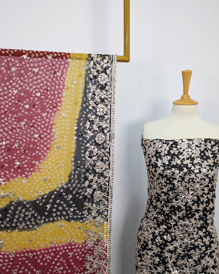 Handmade Pure Crinkle Chiffon Gotta Work With Chunri (Tie & Dye) Dupatta