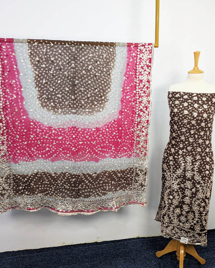 Handmade Pure Crinkle Chiffon Gotta Work With Chunri (Tie & Dye) Dupatta