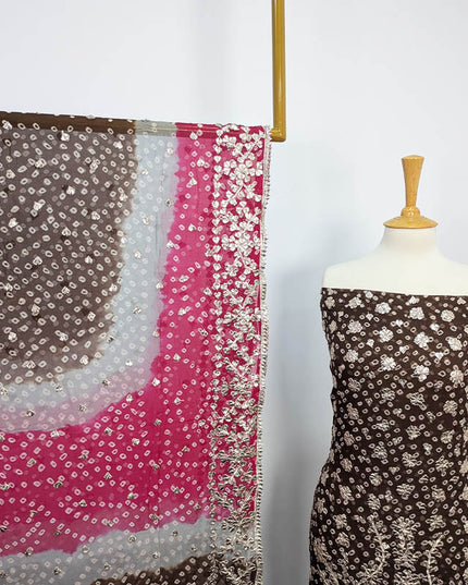 Handmade Pure Crinkle Chiffon Gotta Work With Chunri (Tie & Dye) Dupatta