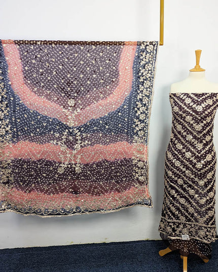 Handmade Pure Crinkle Chiffon Gotta Work With Chunri (Tie & Dye) Dupatta