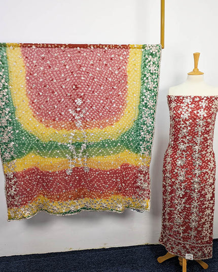 Handmade Pure Crinkle Chiffon Gotta Work With Chunri (Tie & Dye) Dupatta