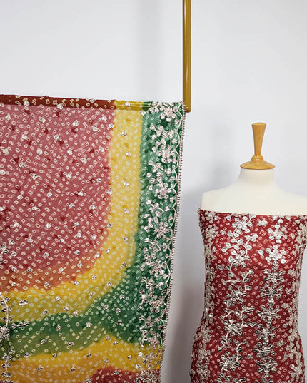 Handmade Pure Crinkle Chiffon Gotta Work With Chunri (Tie & Dye) Dupatta