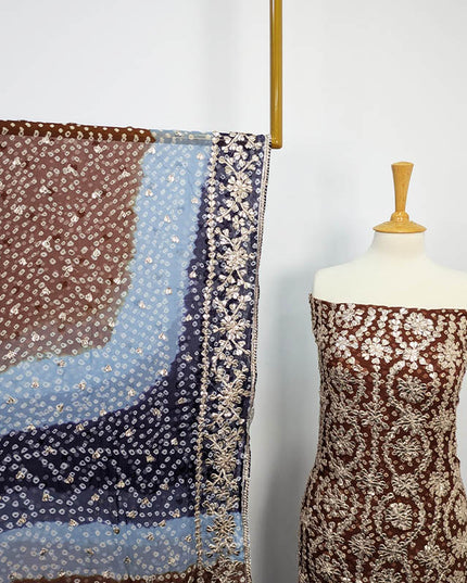 Handmade Pure Crinkle Chiffon Gotta Work With Chunri (Tie & Dye) Dupatta