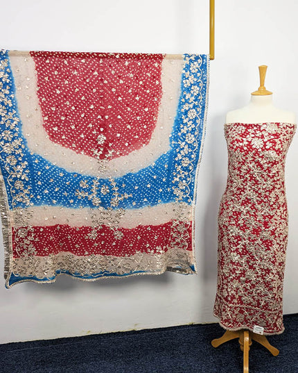 Handmade Pure Crinkle Chiffon Gotta Work With Chunri (Tie & Dye) Dupatta