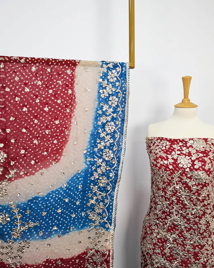 Handmade Pure Crinkle Chiffon Gotta Work With Chunri (Tie & Dye) Dupatta