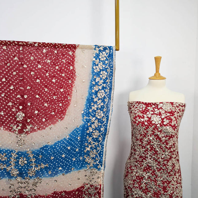 Handmade Pure Crinkle Chiffon Gotta Work With Chunri (Tie & Dye) Dupatta