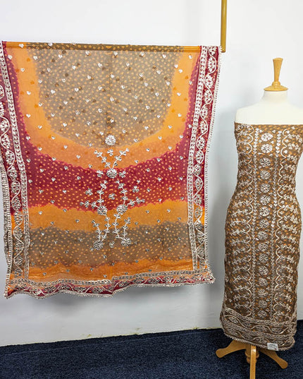 Handmade Pure Crinkle Chiffon Gotta Work With Chunri (Tie & Dye) Dupatta