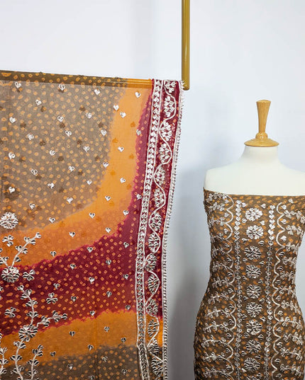 Handmade Pure Crinkle Chiffon Gotta Work With Chunri (Tie & Dye) Dupatta