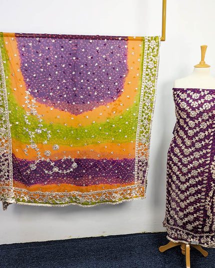 Handmade Pure Crinkle Chiffon Gotta Work With Chunri (Tie & Dye) Dupatta